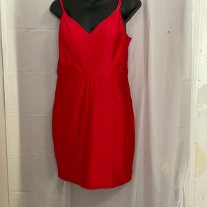 Red V-Neck Spaghetti Strap Dress